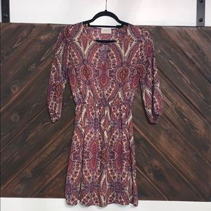 Everly multicolor 3/4 sleeve dress (size small)